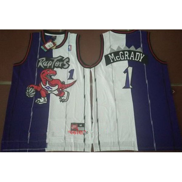 Men's Toronto Raptors #1 Tracy McGrady Purple White Two Tone Stitched NBA Hardwood Classic Swingman Jersey