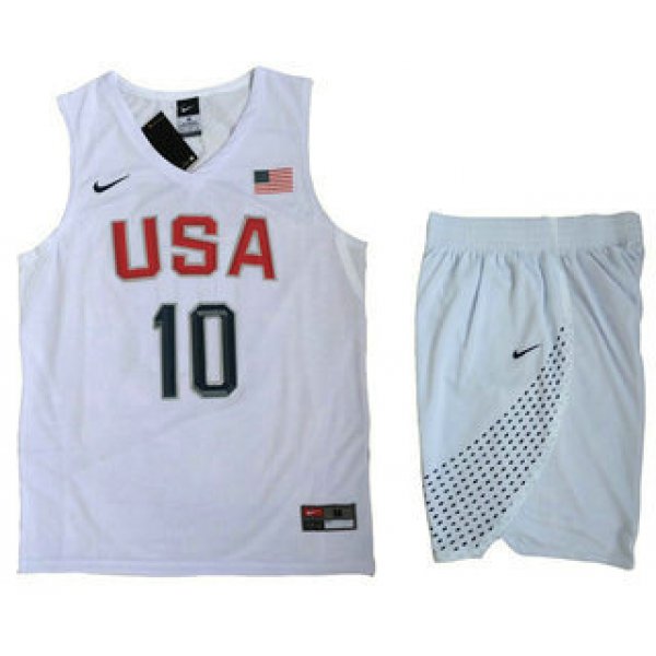 2016 Olympics Team USA Men's #10 Kyrie Irving Revolution 30 Swingman White Jersey Shorts