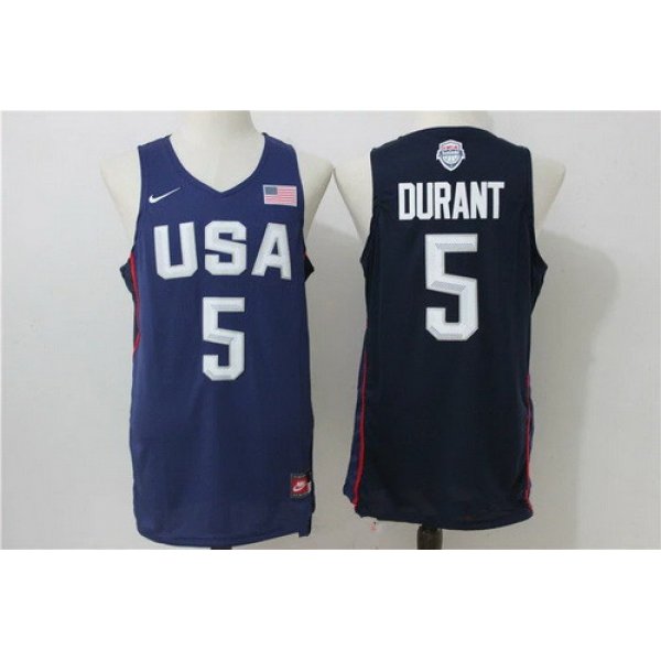 2016 Olympics Team USA Men's #5 Kevin Durant Navy Blue Revolution 30 Swingman Basketball Jersey