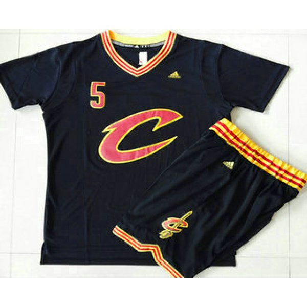 Men's Cleveland Cavaliers #5 J.R. Smith Revolution 30 Swingman 2015-16 New Black Short-Sleeved Jersey(With-Shorts)