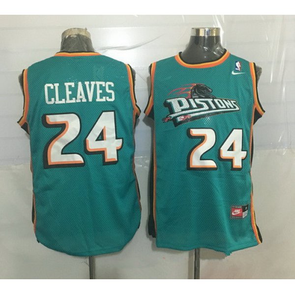 Men's Detroit Pistons #24 Mateen Cleaves Teal Green Hardwood Classics Soul Swingman Throwback Jersey