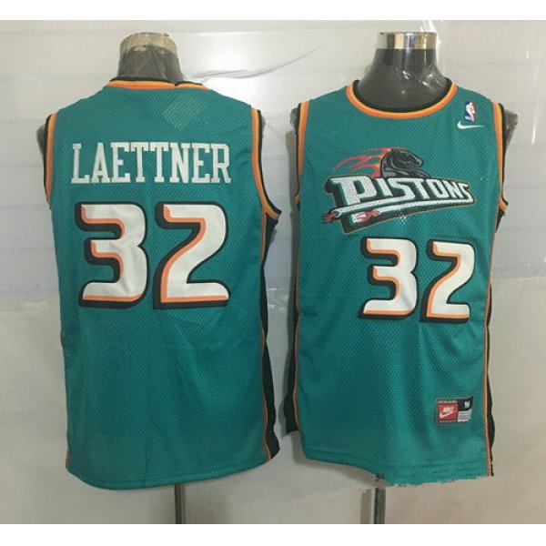 Men's Detroit Pistons #32 Christian Laettner Teal Green Hardwood Classics Soul Swingman Throwback Jersey