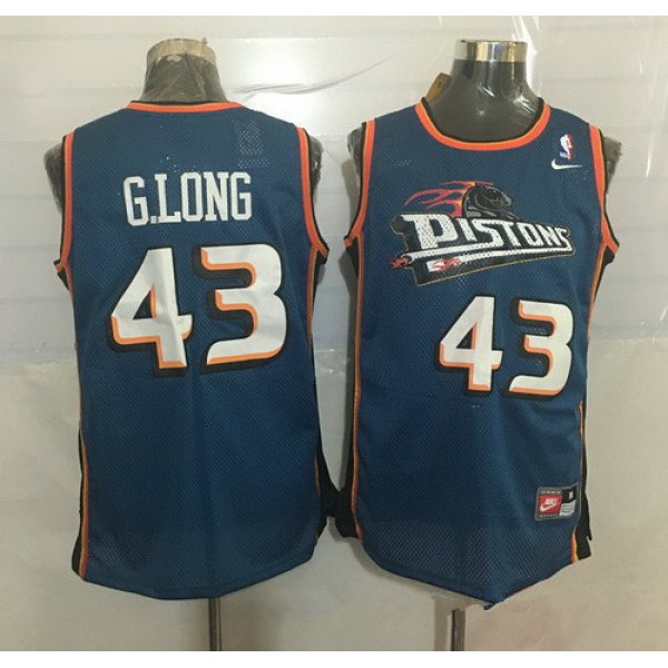 Men's Detroit Pistons #43 Grant Long Teal Blue Hardwood Classics Soul Swingman Throwback Jersey