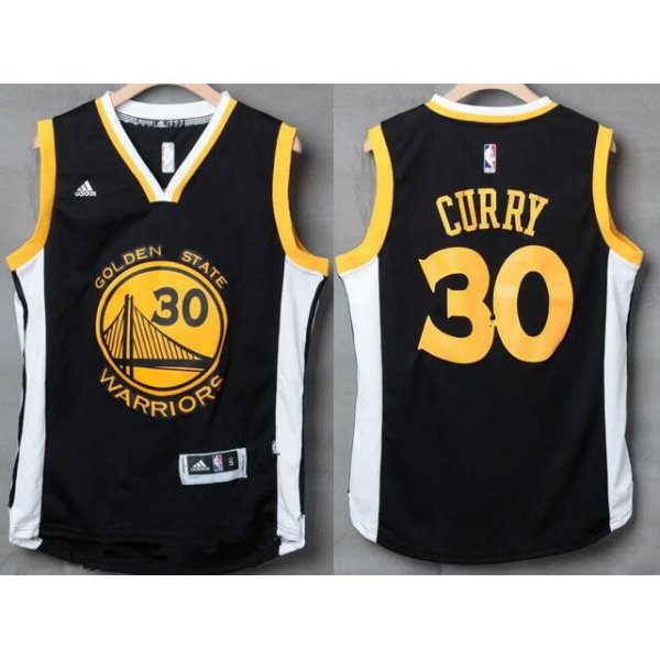 Men's Golden State Warriors #30 Stephen Curry Black With White Edge Stitched NBA Adidas Revolution 30 Swingman Jersey