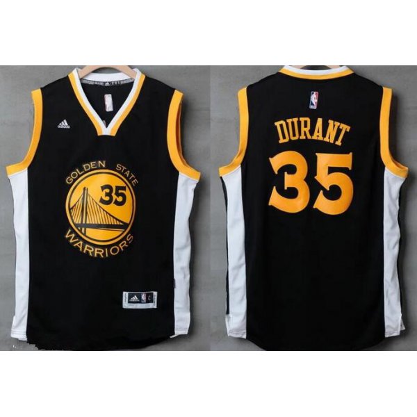 Men's Golden State Warriors #35 Kevin Durant Black With White Edge Stitched NBA Adidas Revolution 30 Swingman Jersey