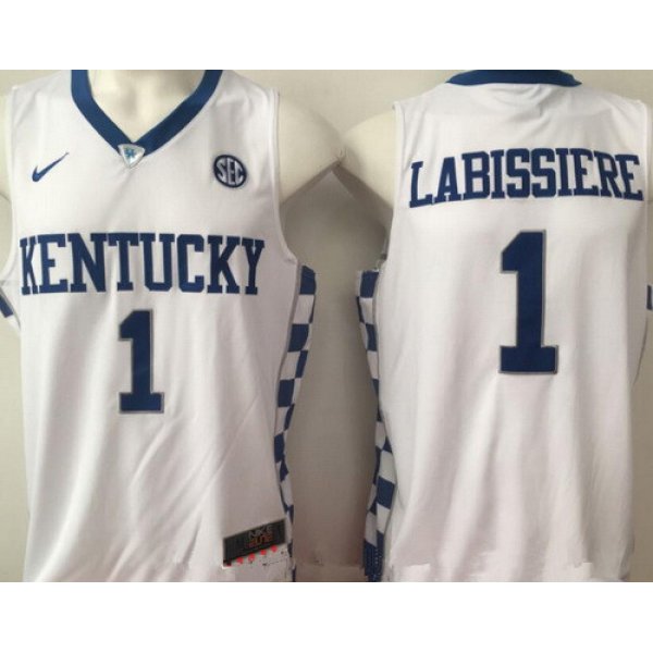 Men's Kentucky Wildcats #1 Skal Labissiere White College Basketball 2017 Nike Swingman Stitched NCAA Jersey