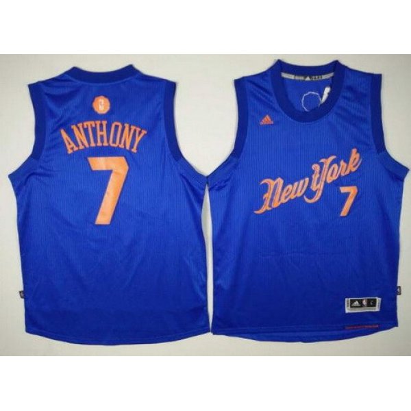 Men's New York Knicks #7 Carmelo Anthony Adidas Royal Blue 2016 Christmas Day Stitched NBA Swingman Jersey