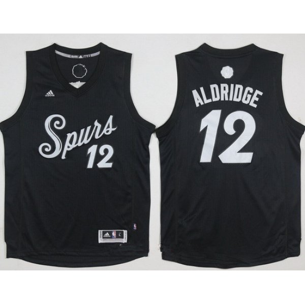 Men's San Antonio Spurs #12 LaMarcus Aldridge adidas Black 2016 Christmas Day Stitched NBA Swingman Jersey