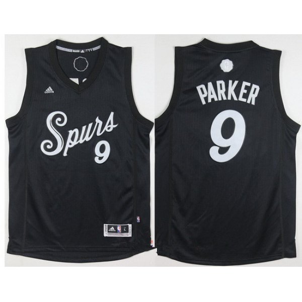 Men's San Antonio Spurs #9 Tony Parker adidas Black 2016 Christmas Day Stitched NBA Swingman Jersey