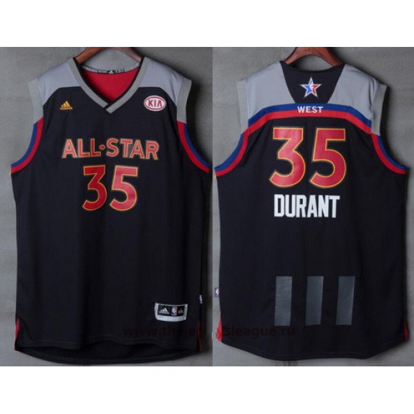 Men's Western Conference Golden State Warriors #35 Kevin Durant adidas Black Charcoal 2017 NBA All-Star Game Swingman Jersey