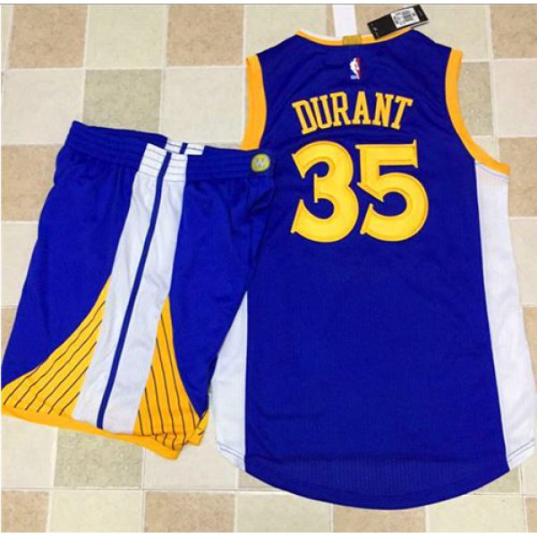 Warriors #35 Kevin Durant Blue A Set Stitched NBA Jersey