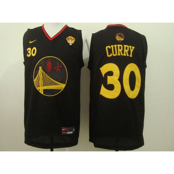 Men's Golden State Warriors #30 Stephen Curry Chinese Black Nike Authentic Jersey