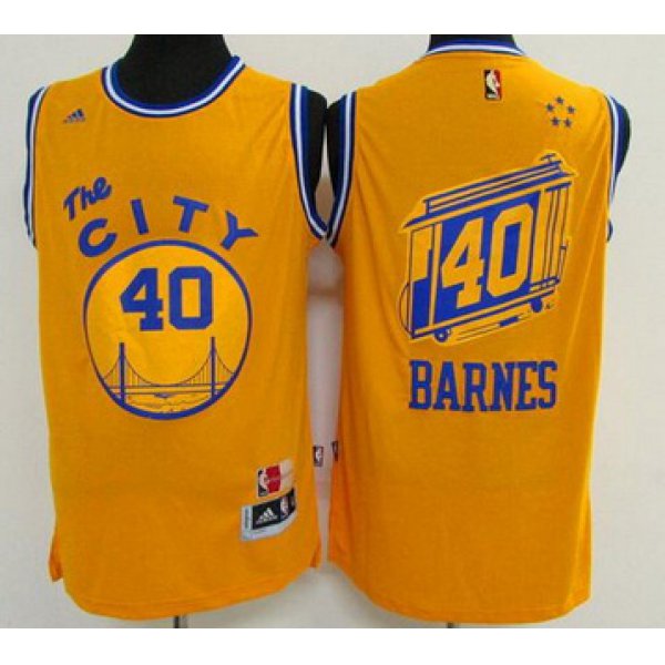 Men's Golden State Warriors #40 Harrison Barnes Revolution 30 Swingman 2015-16 Retro Yellow Jersey