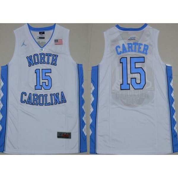 Men's North Carolina Tar Heels #15 Vince Carter 2016 White Swingman College Basketball Jersey