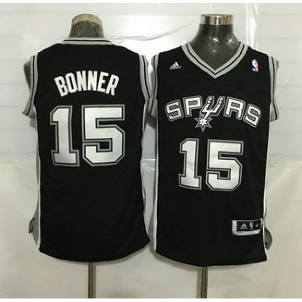 Men's San Antonio Spurs #15 Matt Bonner Revolution 30 Swingman Black Jersey