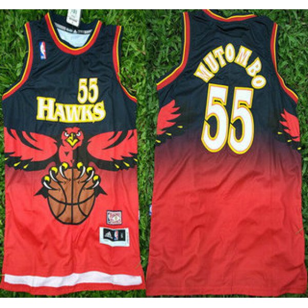 Atlanta Hawks #55 Dikembe Mutombo 1990 Red Hardwood Classics Soul Swingman Throwback Jersey