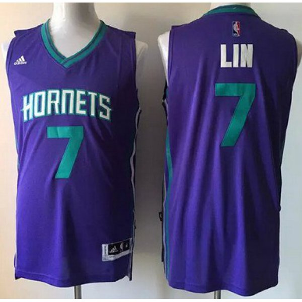 Men's Charlotte Hornets #7 Jeremy Lin Revolution 30 Swingman 2015 New Purple Jersey