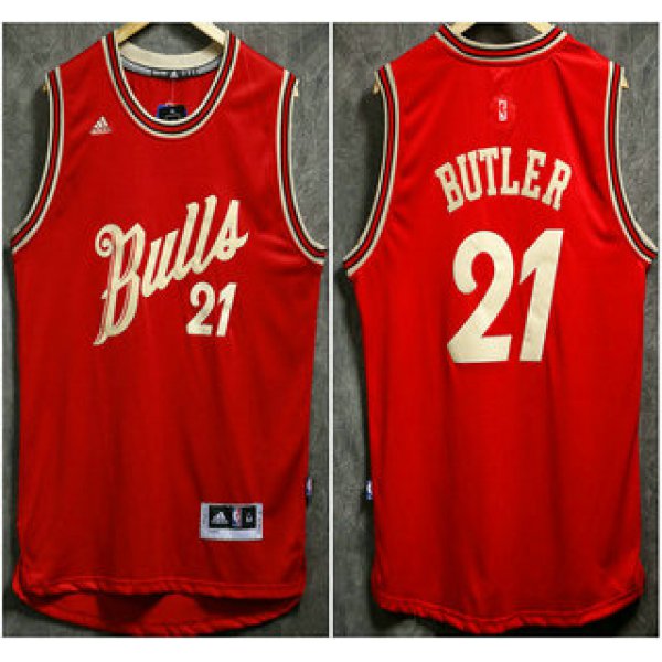 Men's Chicago Bulls #21 Jimmy Butler Revolution 30 Swingman 2015 Christmas Day Red Jersey