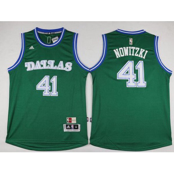 Men's Dallas Mavericks #41 Dirk Nowitzki Revolution 30 Swingman 2015-16 Green Jersey