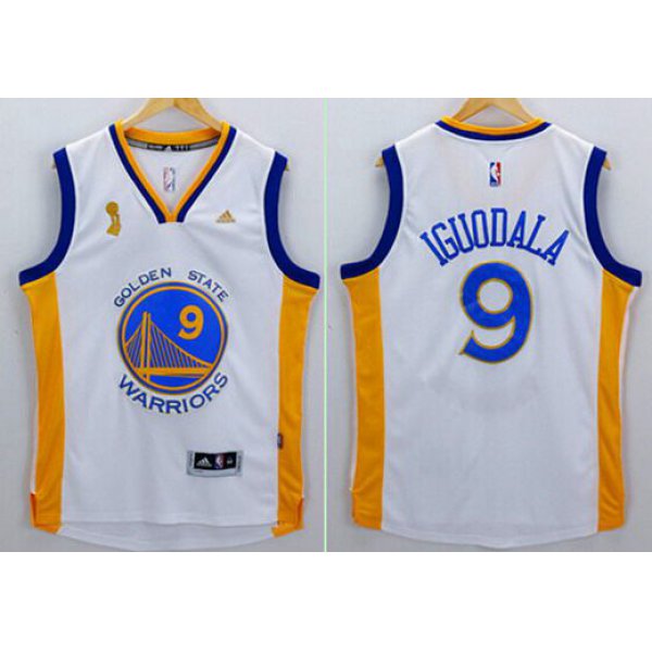 Men's Golden State Warriors #9 Andre Iguodala White 2015 Championship Patch Jersey