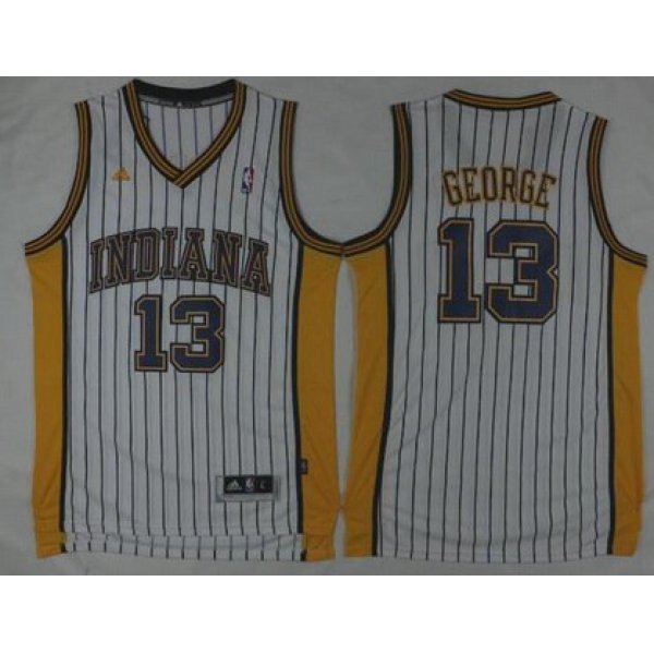 Men's Indiana Pacers #13 Paul George Revolution 30 Swingman 2015-16 Retro White Jersey