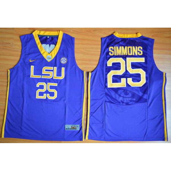 Men's LSU Tigers #25 Ben Simmons Purple College Basketball Jersey