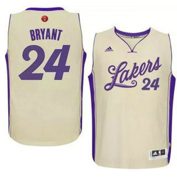 Men's Los Angeles Lakers #24 Kobe Bryant Revolution 30 Swingman 2015 Christmas Day White Jersey