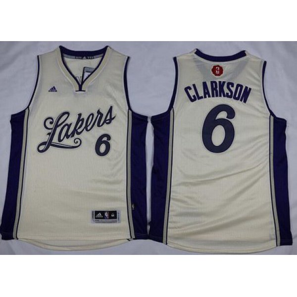 Men's Los Angeles Lakers #6 Jordan Clarkson Revolution 30 Swingman 2015 Christmas Day Cream Jersey