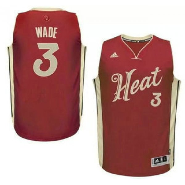 Men's Miami Heat #3 Dwyane Wade Revolution 30 Swingman 2015 Christmas Day Red Jersey