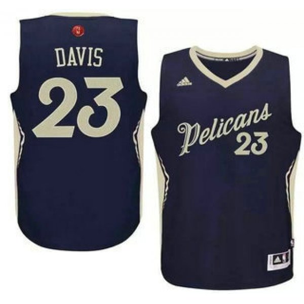 Men's New Orleans Pelicans #23 Anthony Davis Revolution 30 Swingman 2015 Christmas Day Navy Blue Jersey