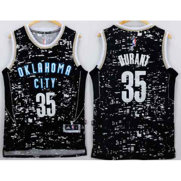 Men's Oklahoma City Thunder #35 Kevin Durant Adidas 2015 Gray City Lights Swingman Jersey