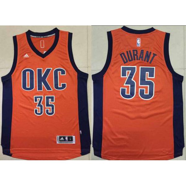 Men's Oklahoma City Thunder #35 Kevin Durant Revolution 30 Swingman 2015-16 New Orange Jersey