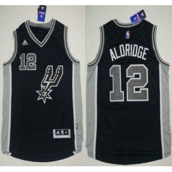 Men's San Antonio Spurs #12 LaMarcus Aldridge Revolution 30 Swingman 2015-16 New Black Jersey