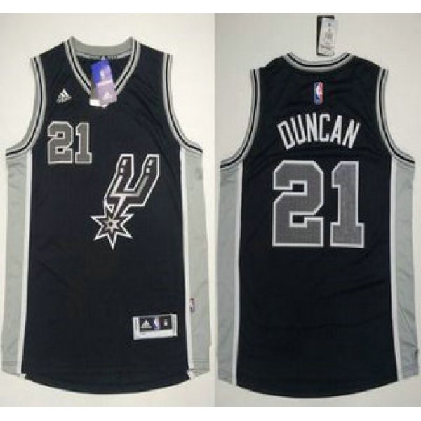 Men's San Antonio Spurs #21 Tim Duncan Revolution 30 Swingman 2015-16 New Black Jersey