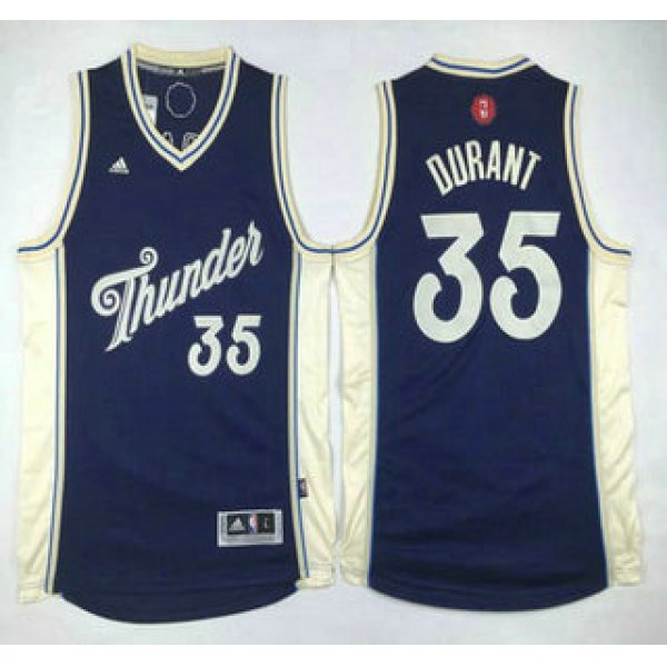 Oklahoma City Thunder #35 Kevin Durant Revolution 30 Swingman 2015 Christmas Day Navy Blue Jersey