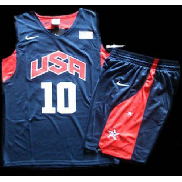2012 Olympic USA Team #10 Kobe Bryant Blue Basketball Jerseys & Shorts Suit