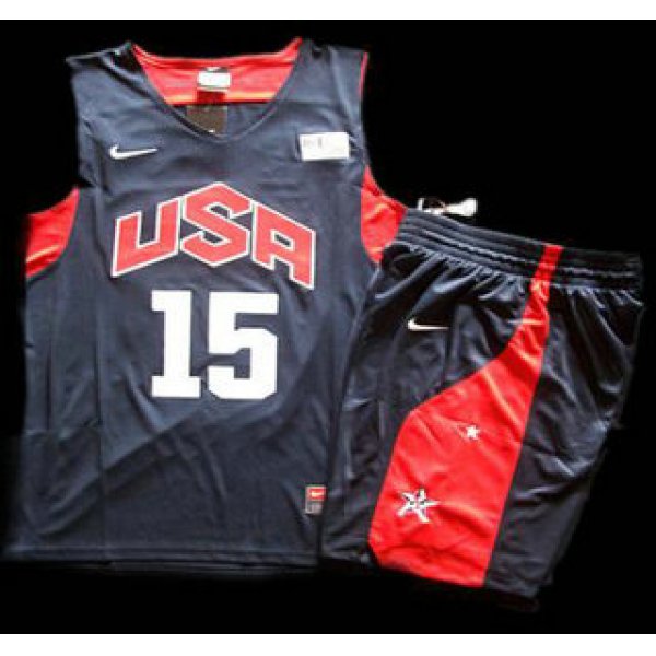 2012 Olympic USA Team #15 Carmelo Anthony Blue Basketball Jerseys & Shorts Suit
