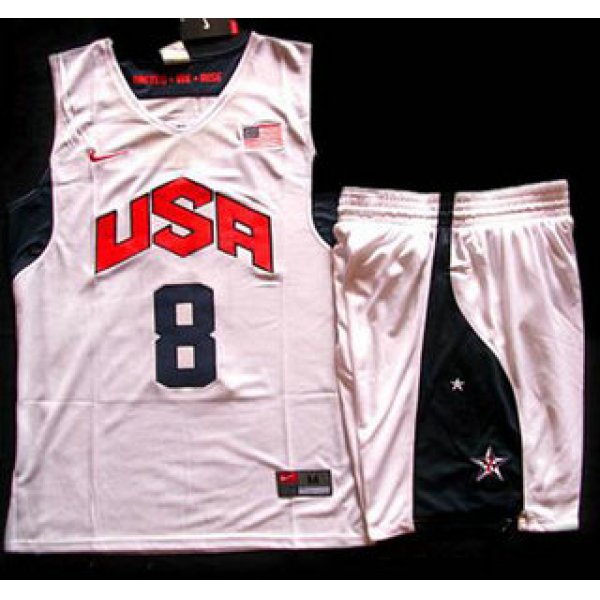 2012 Olympic USA Team #8 Deron Williams White Basketball Jerseys & Shorts Suit