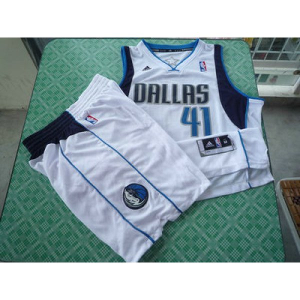 Dallas Mavericks 41 Dirk Nowitzki white swingman Basketball Suit