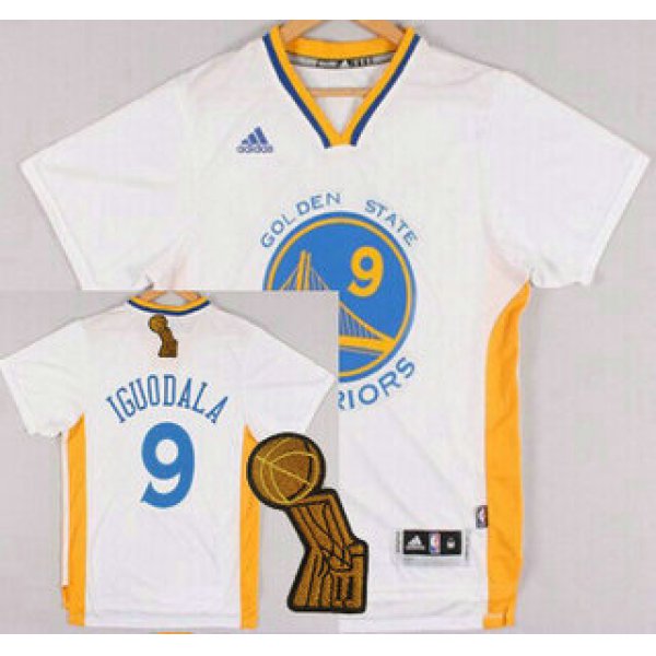 Golden State Warriors #9 Andre Iguodala Revolution 30 Swingman 2014 New White Short-Sleeved Jersey With 2015 Finals Champions Patch