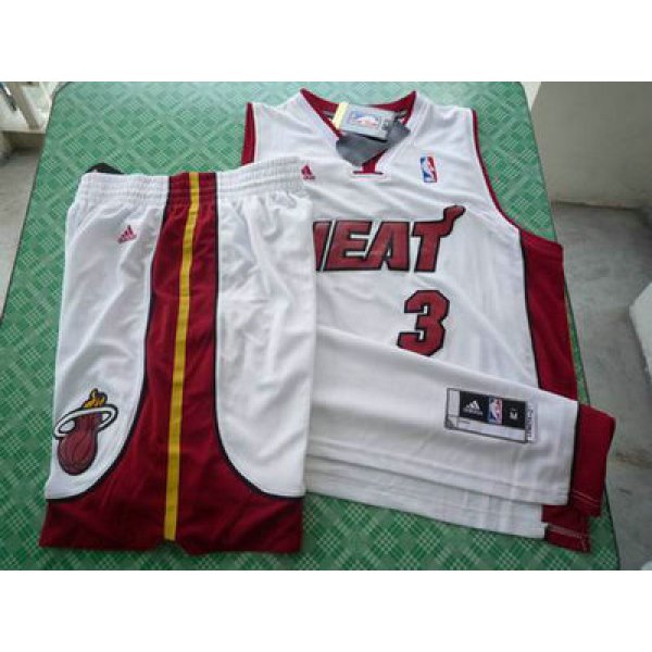 Miami Heat 3 Dwyane Wade white swingman Basketball Suit