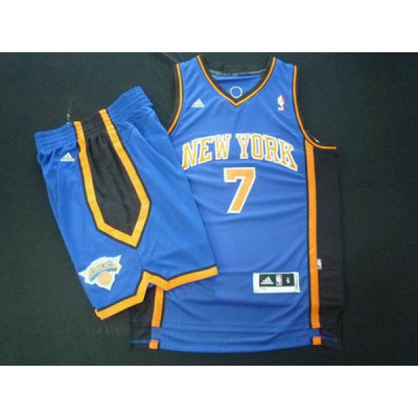 New York Knicks 7 Carmelo Anthony blue Basketball Suit