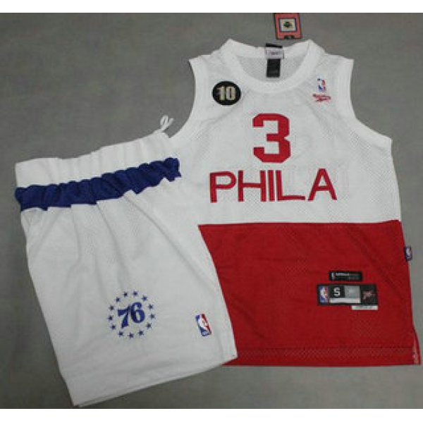 Philadelphia 76ers #3 Allen Iverson White With Red NBA Jerseys Shorts Suits