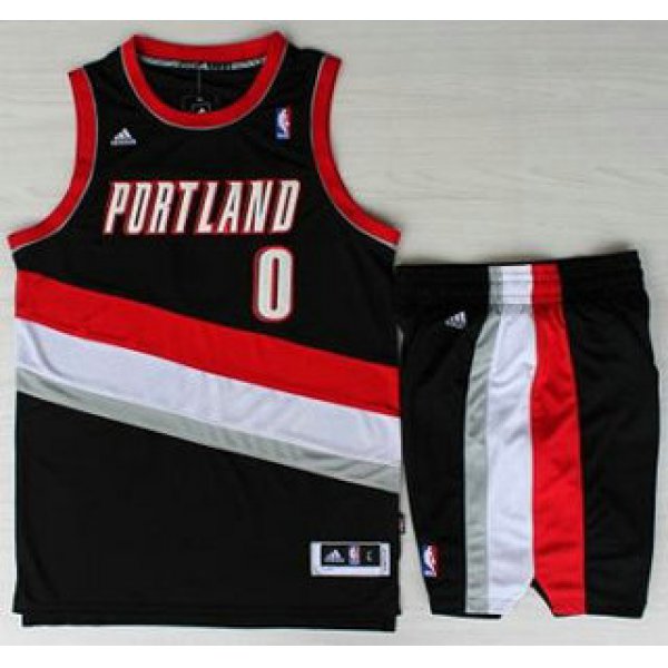 Portland Trail Blazers #0 Damian Lillard Black Revolution 30 Swingman Jersey Short Suits