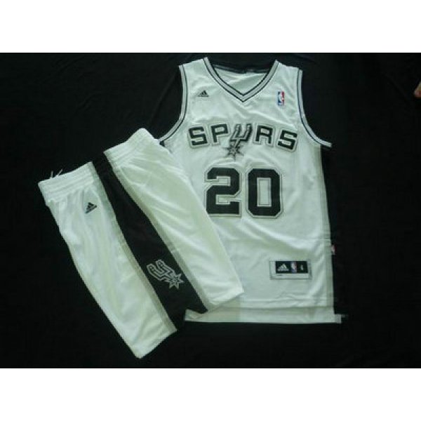 San Antonio Spurs 20 Manu Ginobili White Basketball Suit