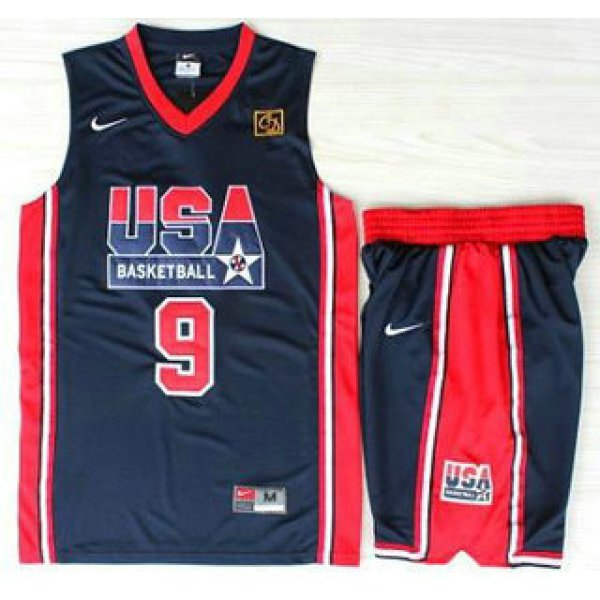 USA Basketball 1992 Olympic Dream Team #9 Michael Jordan Blue Jerseys & Shorts