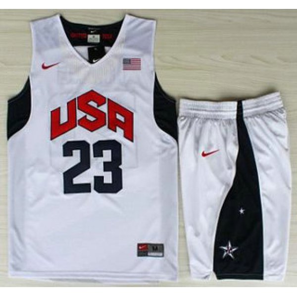 USA Basketball #23 Kyrie Irving White Jersey & Shorts Suit