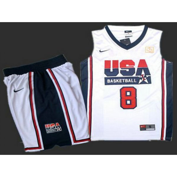 USA Basketball Retro 1992 Olympic Dream Team 8 Scottie Pippen White Basketball Suit