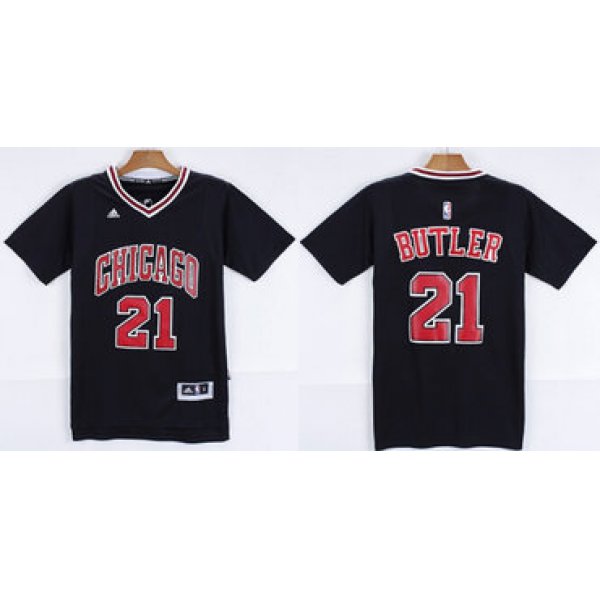 Chicago Bulls #21 Jimmy Butler Revolution 30 Swingman 2014 New Black Short-Sleeved Jersey