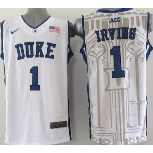 Duke Blue Devils #1 Kyrie Irving White Jersey